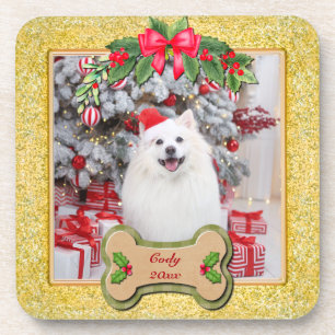 I Woof You A Merry Christmas Personalised Dog Gift Coaster