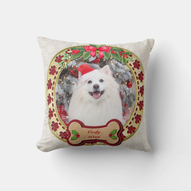 I Woof You A Merry Christmas Personalised Dog Gift Cushion (Front)