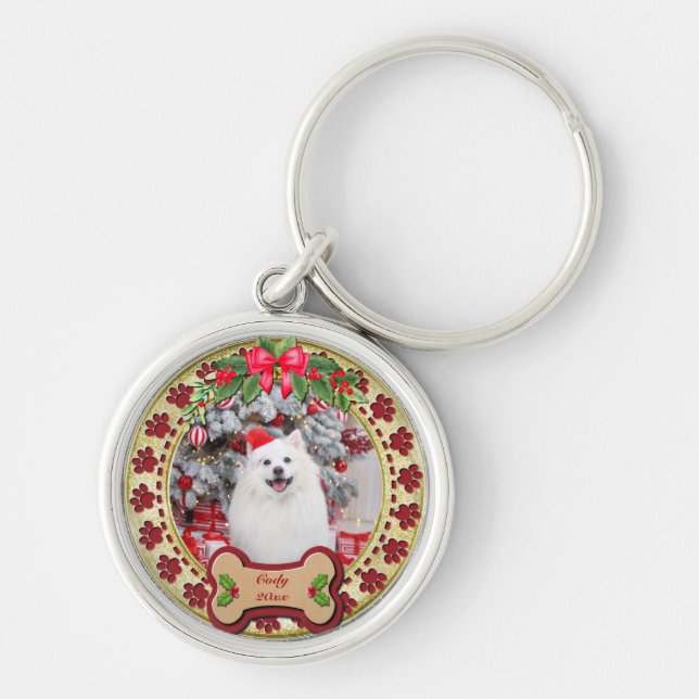 I Woof You A Merry Christmas Personalised Dog Gift Key Ring (Front)