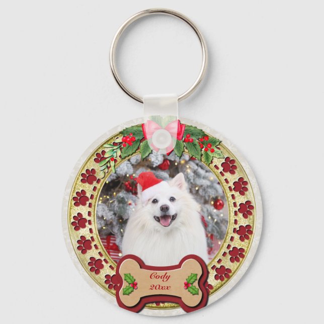 I Woof You A Merry Christmas Personalised Dog Gift Key Ring (Front)