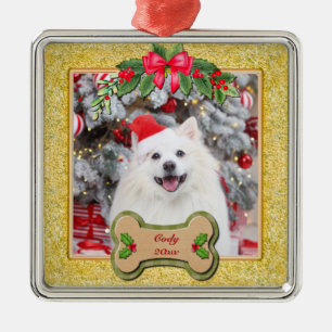 I Woof You A Merry Christmas Personalised Dog Gift Metal Tree Decoration