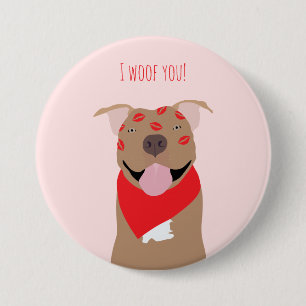 I Woof You American Bulldog Kiss Marks 7.5 Cm Round Badge