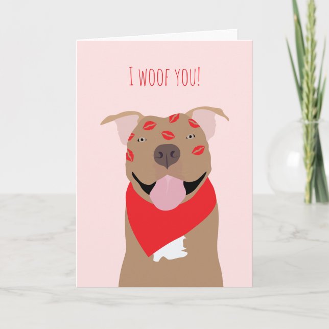 I Woof You American Bulldog Kiss Marks Card (Front)