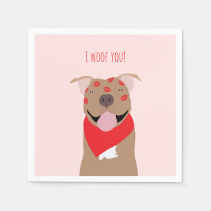 I Woof You American Bulldog Kiss Marks Napkin