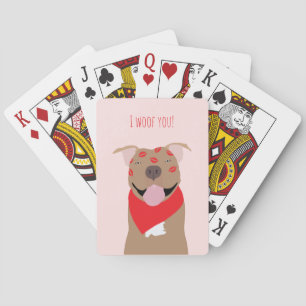 I Woof You American Bulldog Kiss Marks Playing Cards