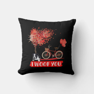 I Woof You. Boston Terrier Dog Valentine Gifts Cushion