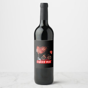 I Woof You. Boston Terrier Dog Valentine Gifts Wine Label