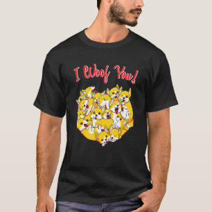 I Woof You Corgi Dog Corgis Heart Shape Valentines T-Shirt