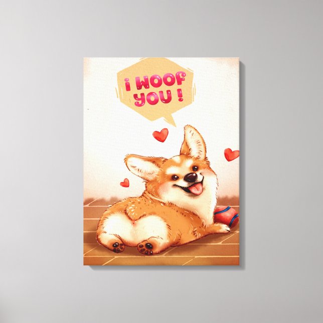 I WOOF YOU | CORGI LOVER GIFT CANVAS PRINT (Front)
