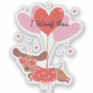 I Woof You Cute Dachshund Dog Red Heart Balloons