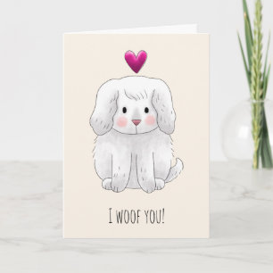 I Woof You Cute Kids Funny Valentines Day Holiday Card