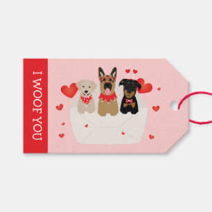 I Woof You Dogs In Envelope Love Gift Tags