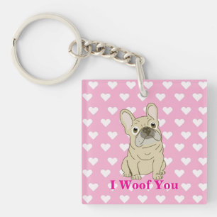 I Woof You - French Bulldog hearts Key Ring
