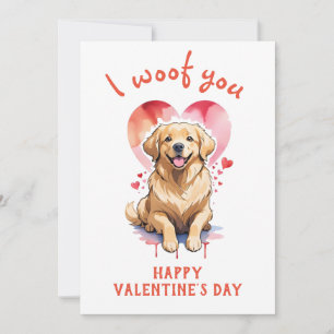 I woof you golden retriever dog valentine's day holiday card