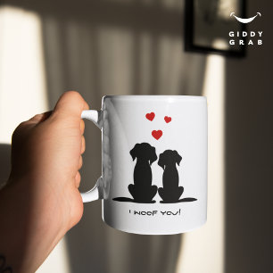 I Woof You Modern Cute Dog Couple Valentine's Coffee Mug
