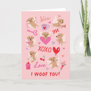 I Woof You Puppy Angels Valentines Day Holiday Card