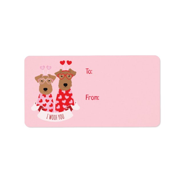 i Woof You Valentine Wire Fox Terrier Dogs Label (Front)