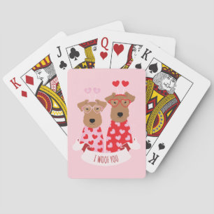 i Woof You Valentine Wire Fox Terrier Dogs Playing Cards