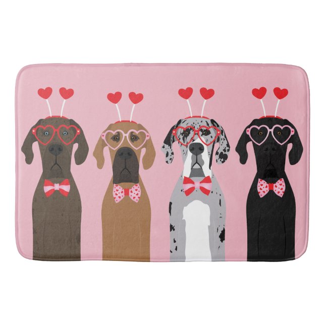 I Woof You Valentines Day Great Dane Dogs Bath Mat (Front)