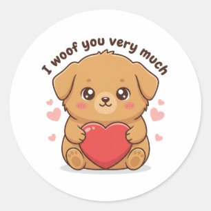 I Woof You Very Much Cute Dog Puppy Valentine Classic Round Sticker