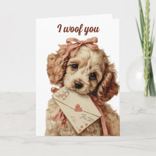 I woof you Vintage Pup Valentine's Day Card