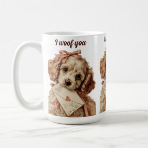 I woof you Vintage Pup Valentine's Day Coffee Mug