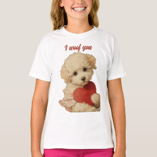 I woof you Vintage Puppy Love Message T-Shirt