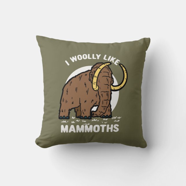 I Woolly Like Mammoths Prehistoric Animal Birthday Cushion (Front)