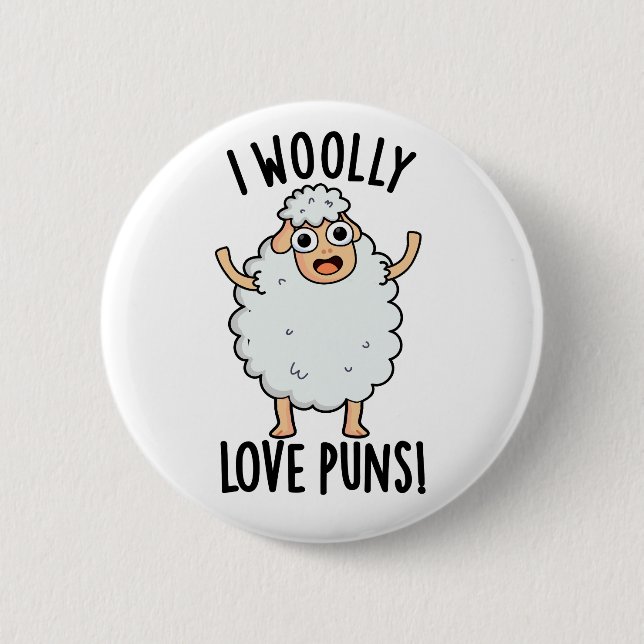 I Wooly Love Puns Funny Sheep Pun  6 Cm Round Badge (Front)