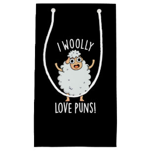 I Wooly Love Puns Funny Sheep Pun Dark BG Small Gift Bag