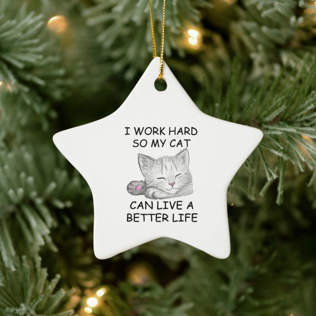 I Work Hard Ceramic Ornament (Tree)