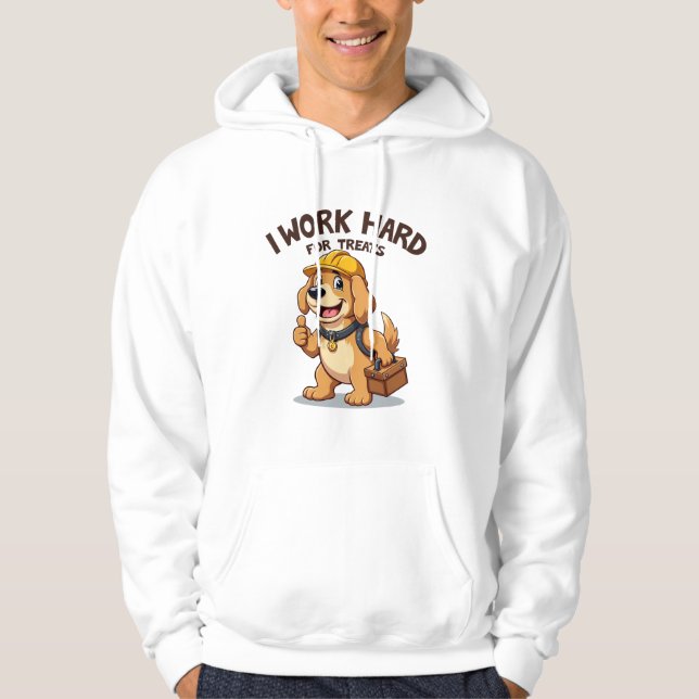 I Work Hard for Treats Funny Golden Retriever Hoodie (Front)