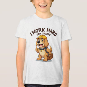 I Work Hard for Treats Funny Golden Retriever Tri-Blend Shirt