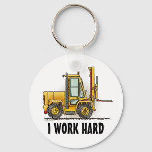 I Work Hard Forklift Truck Key Chain