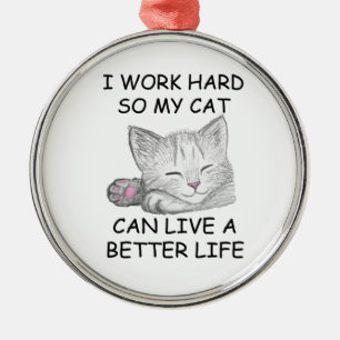 I Work Hard Metal Tree Decoration
