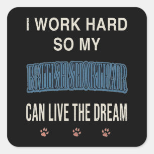 I Work Hard So My British Shorthair Can Live Dream Square Sticker