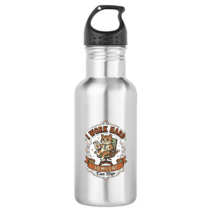 I Work Hard So My Cat Can Nap Cat Funny Owner Humo 532 Ml Water Bottle