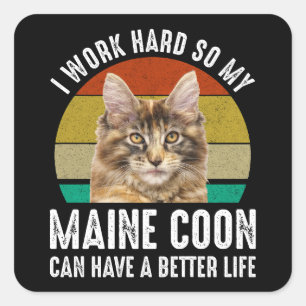 I Work Hard So My Maine Coon Can Have Better Life Square Sticker