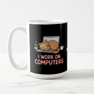 I Work On Computers Funny Cats Computers Halloween Coffee Mug
