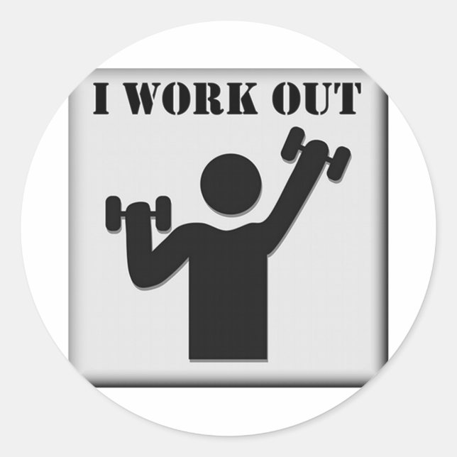 I Work Out Classic Round Sticker (Front)