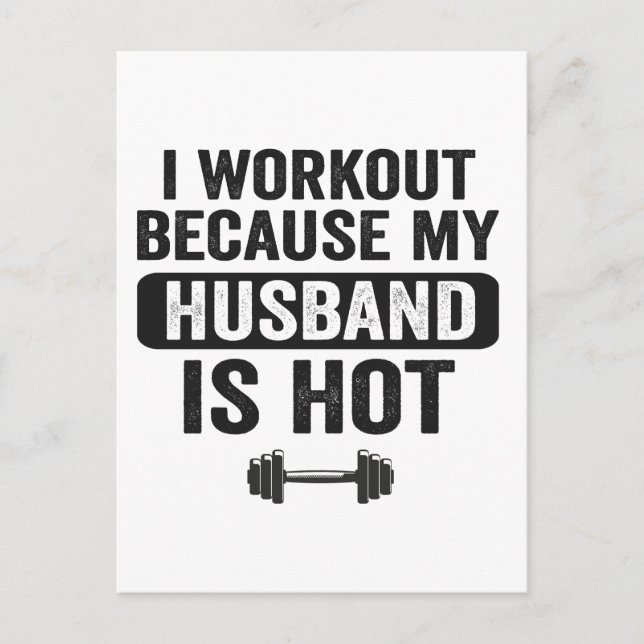 i Workout Because my Husband Is Hot Funny Fitness  Invitation Postcard (Front)