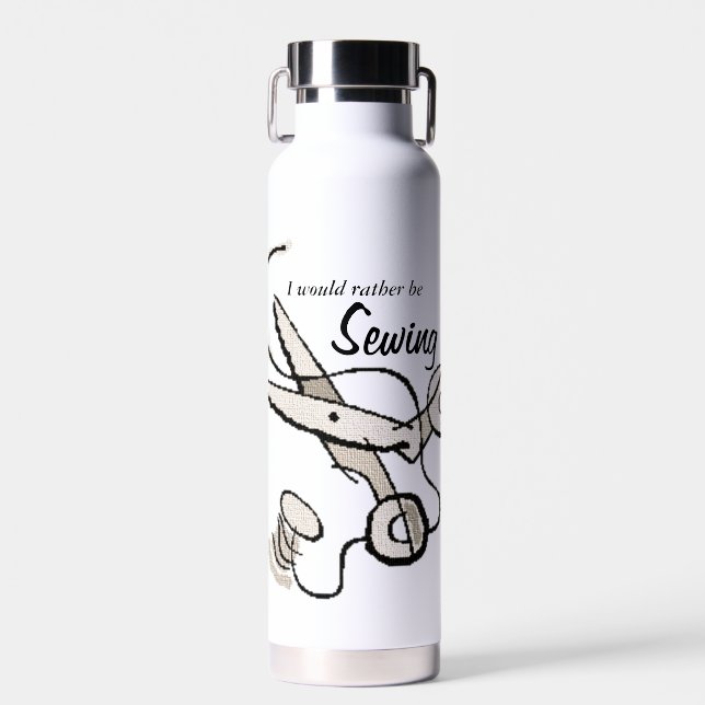I would rather be Sewing Graphics Art Water Bottle (Front)
