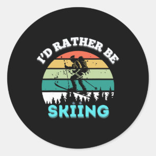 I Would Rather Be Skiing Vintage Ski Lover Winter Classic Round Sticker
