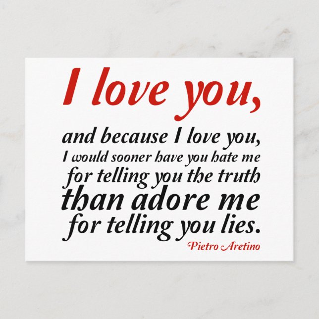 I Would Sooner Have You Hate Me Postcard (Front)