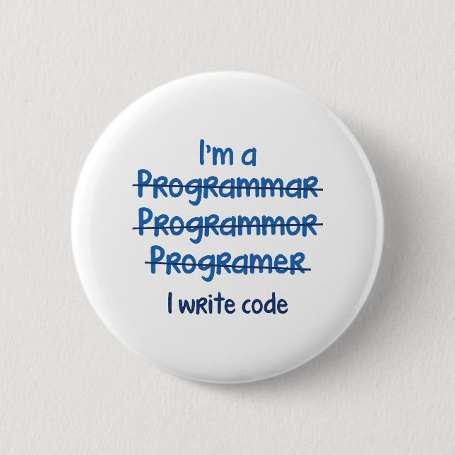 I Write Code 6 Cm Round Badge (Front)