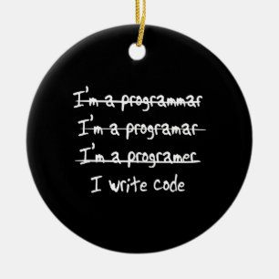 I Write Code Ceramic Tree Decoration