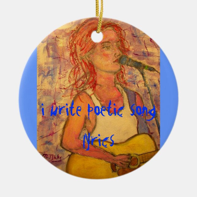 i write poetic song lyrics ceramic tree decoration (Front)