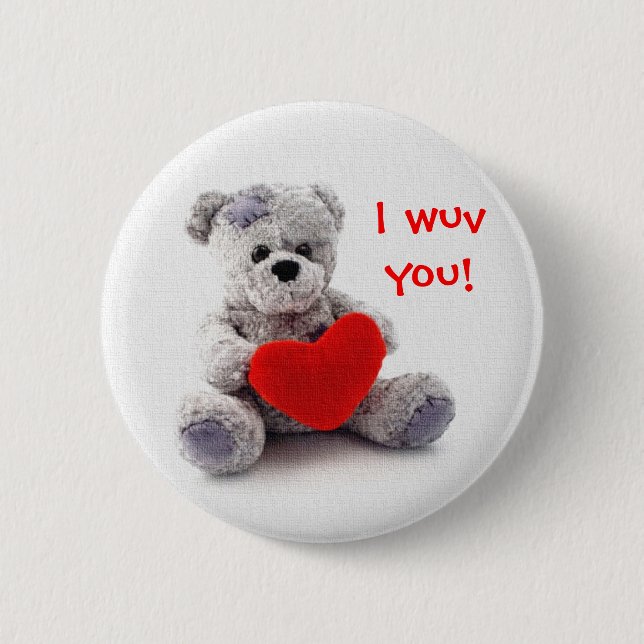 I wuv you! 6 cm round badge (Front)