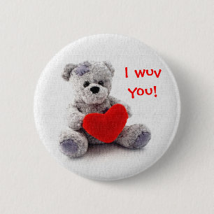I wuv you! 6 cm round badge