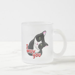 I wuv you Cat Frosted Glass Coffee Mug